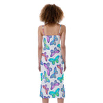 Colorful Butterfly Pattern Print Slim Fit Midi Cami Dress