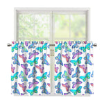 Colorful Butterfly Pattern Print Tier Curtains