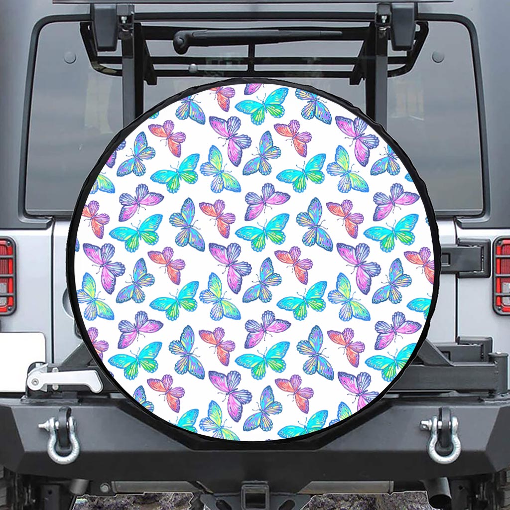 Colorful Butterfly Pattern Print Tire Cover