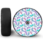 Colorful Butterfly Pattern Print Tire Cover With Camera Hole