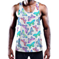Colorful Butterfly Pattern Print Men's Workout Tank Top