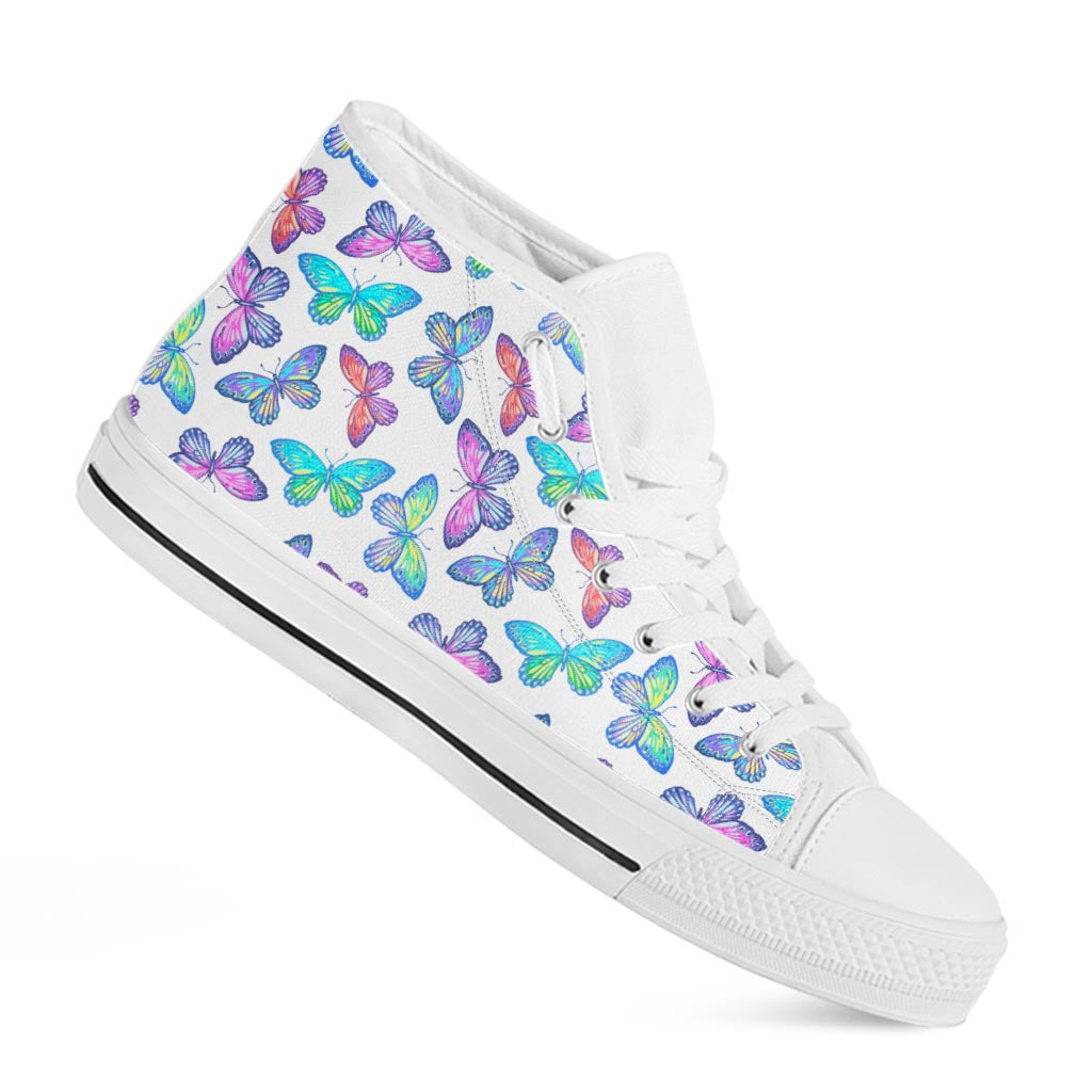 Colorful Butterfly Pattern Print White High Top Sneakers