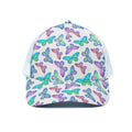 Colorful Butterfly Pattern Print White Mesh Trucker Hat