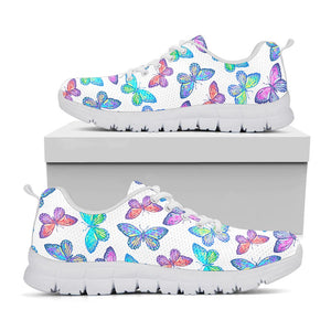 Colorful Butterfly Pattern Print White Running Shoes