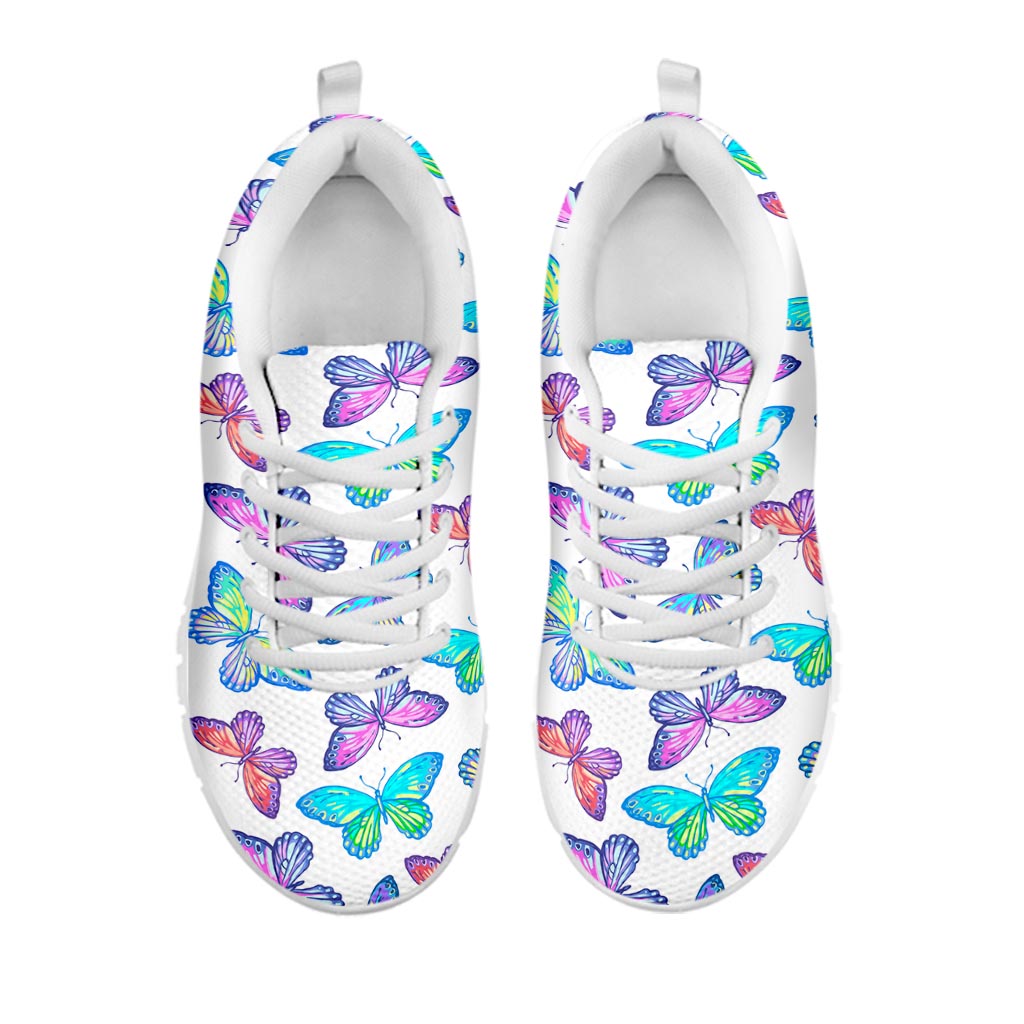 Colorful Butterfly Pattern Print White Running Shoes