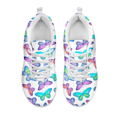 Colorful Butterfly Pattern Print White Running Shoes