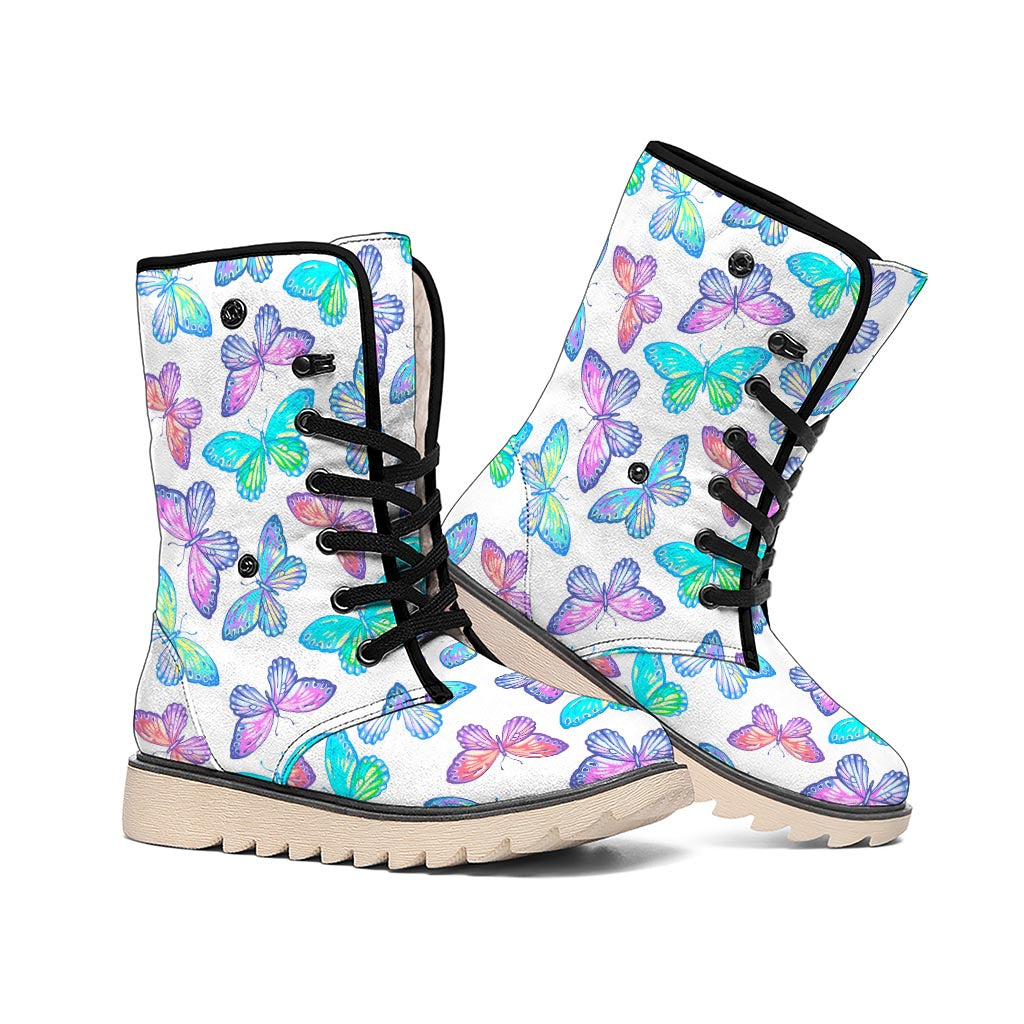 Colorful Butterfly Pattern Print Winter Boots