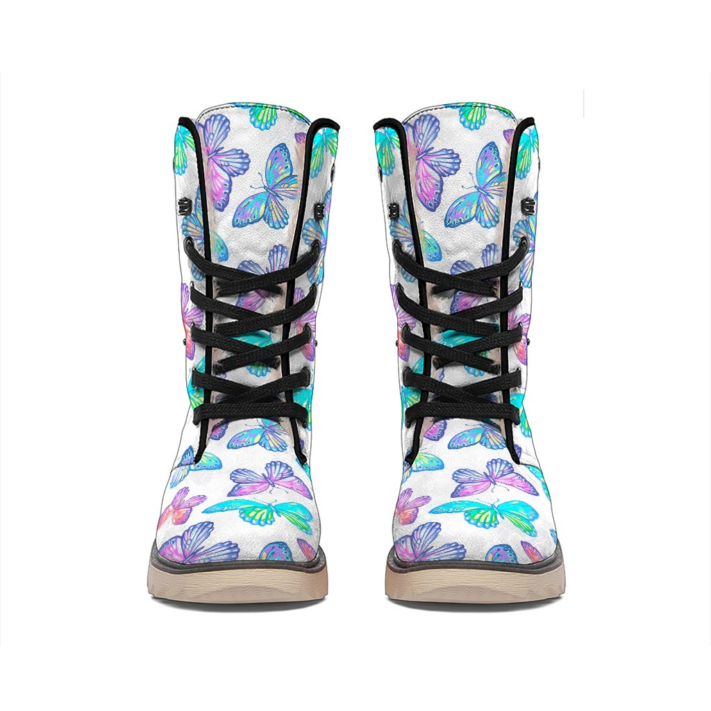 Colorful Butterfly Pattern Print Winter Boots