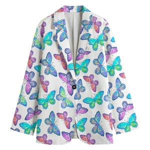 Colorful Butterfly Pattern Print Women's Blazer