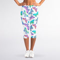 Colorful Butterfly Pattern Print Women's Capri Leggings