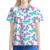 Colorful Butterfly Pattern Print Women's Polo Shirt