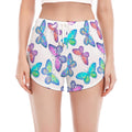 Colorful Butterfly Pattern Print Women's Split Running Shorts