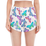 Colorful Butterfly Pattern Print Women's Split Running Shorts