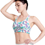 Colorful Butterfly Pattern Print Women's Sports Bra