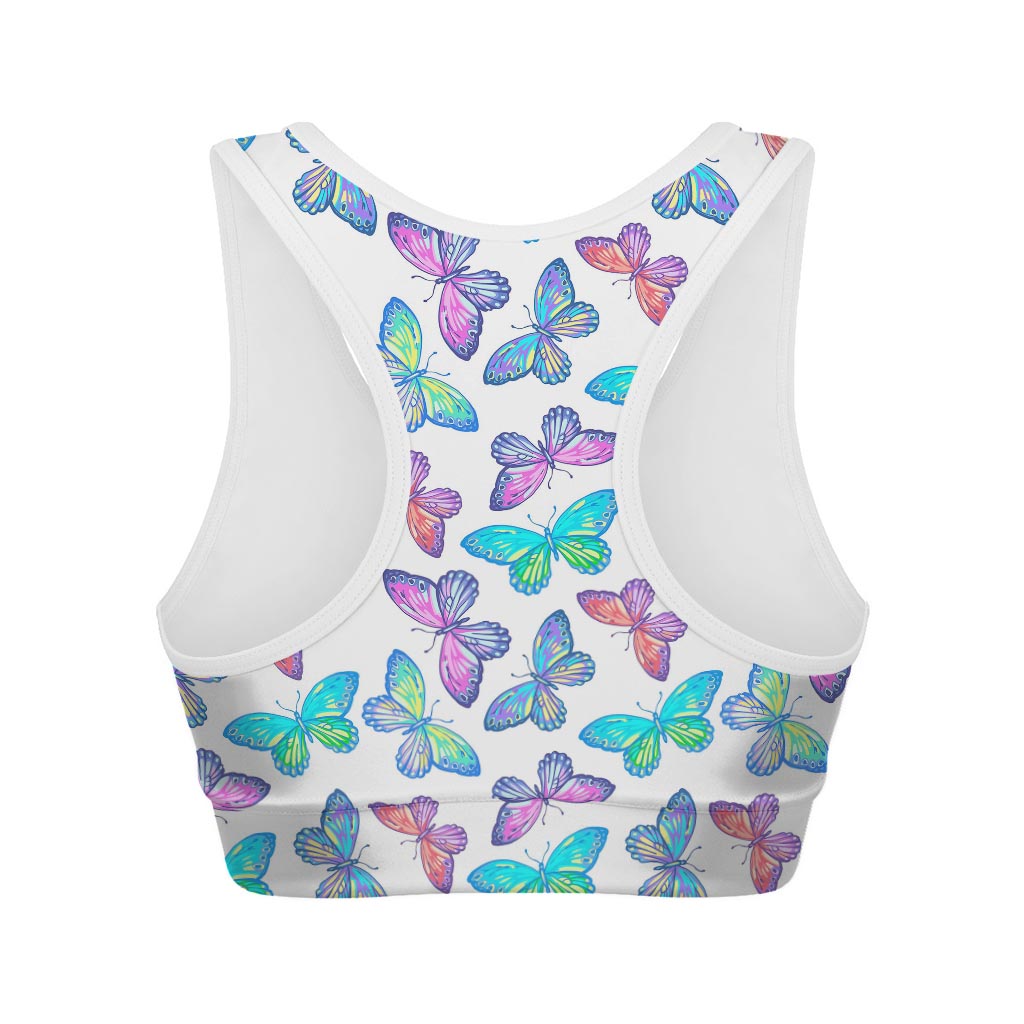 Colorful Butterfly Pattern Print Women's Sports Bra