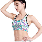 Colorful Butterfly Pattern Print Women's Sports Bra
