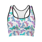 Colorful Butterfly Pattern Print Women's Sports Bra
