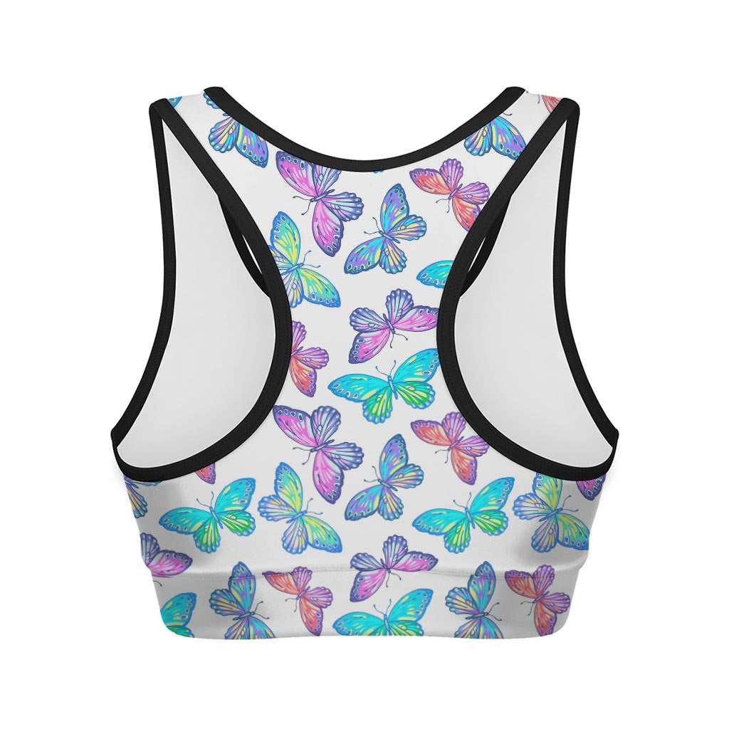 Colorful Butterfly Pattern Print Women's Sports Bra