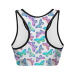 Colorful Butterfly Pattern Print Women's Sports Bra