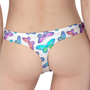 Colorful Butterfly Pattern Print Women's Thong