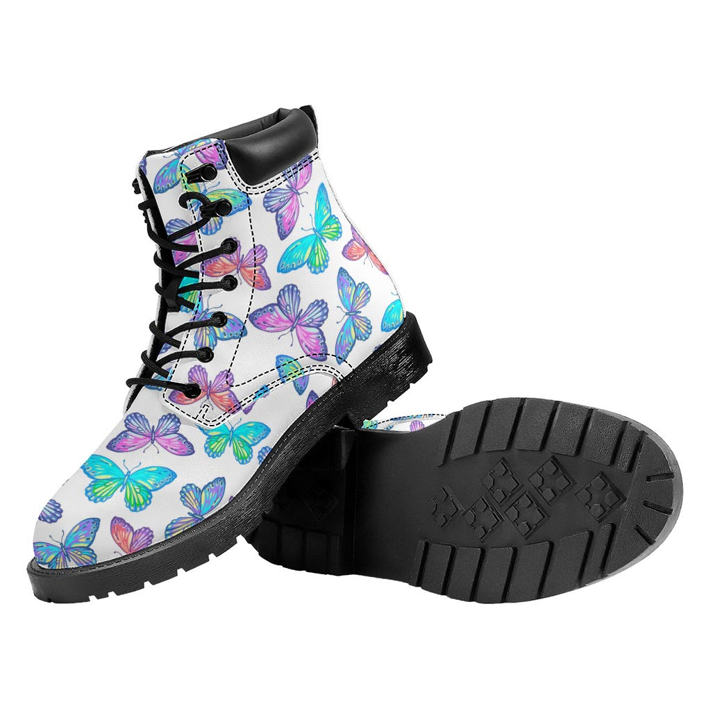 Colorful Butterfly Pattern Print Work Boots