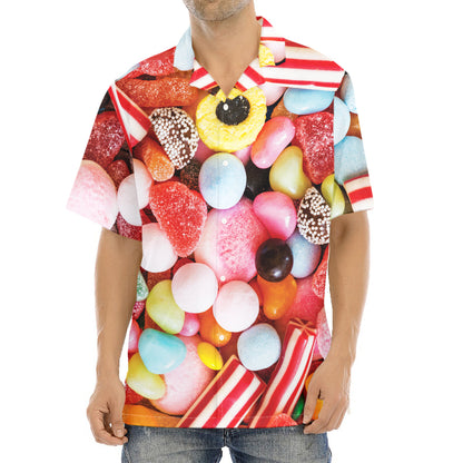 Colorful Candy And Jelly Print Aloha Shirt