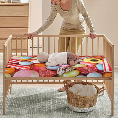 Colorful Candy And Jelly Print Baby Crib Sheet