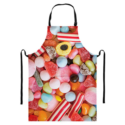 Colorful Candy And Jelly Print Bib Apron With Pocket