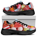 Colorful Candy And Jelly Print Black Chunky Shoes