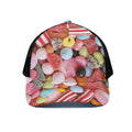 Colorful Candy And Jelly Print Black Mesh Trucker Hat