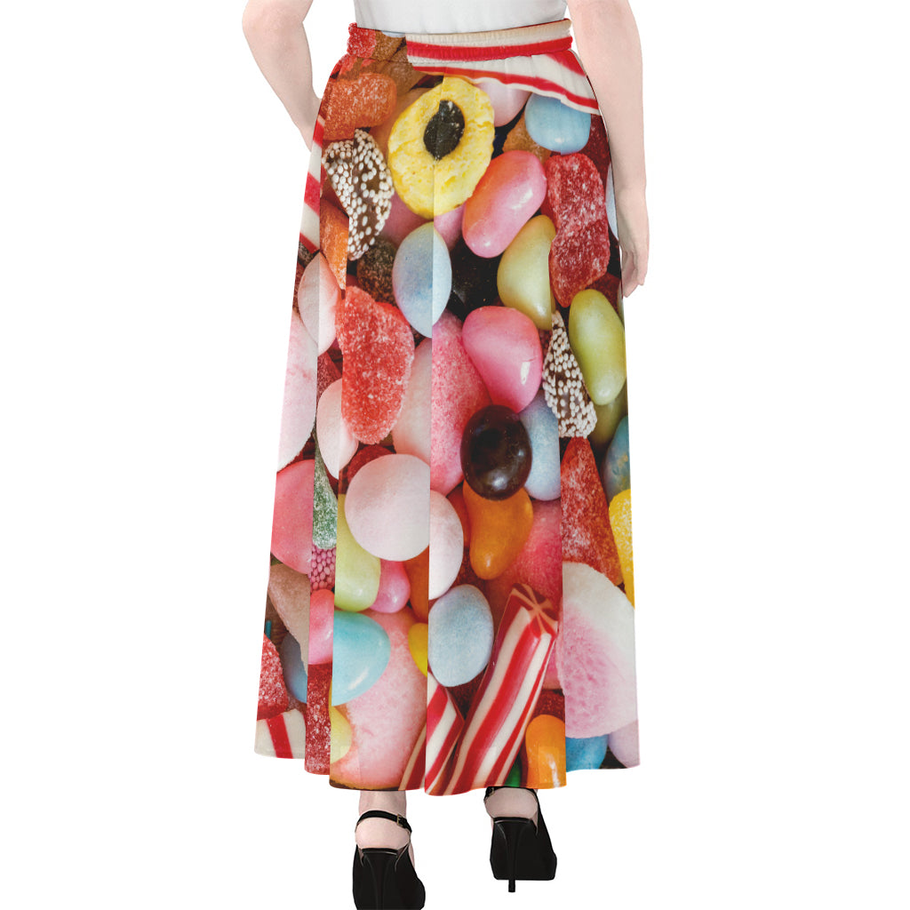 Colorful Candy And Jelly Print Chiffon Maxi Skirt