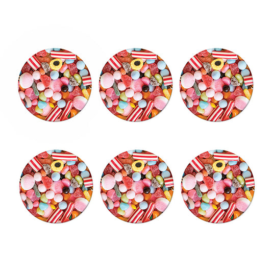 Colorful Candy And Jelly Print Coaster Set