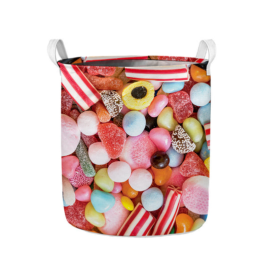 Colorful Candy And Jelly Print Collapsible Laundry Basket