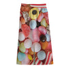 Colorful Candy And Jelly Print Cotton Front Slit Maxi Skirt