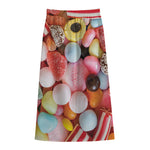 Colorful Candy And Jelly Print Cotton Front Slit Maxi Skirt