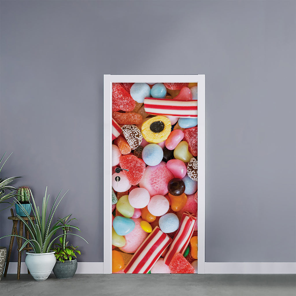 Colorful Candy And Jelly Print Door Sticker