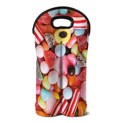 Colorful Candy And Jelly Print Double Neoprene Wine Tote