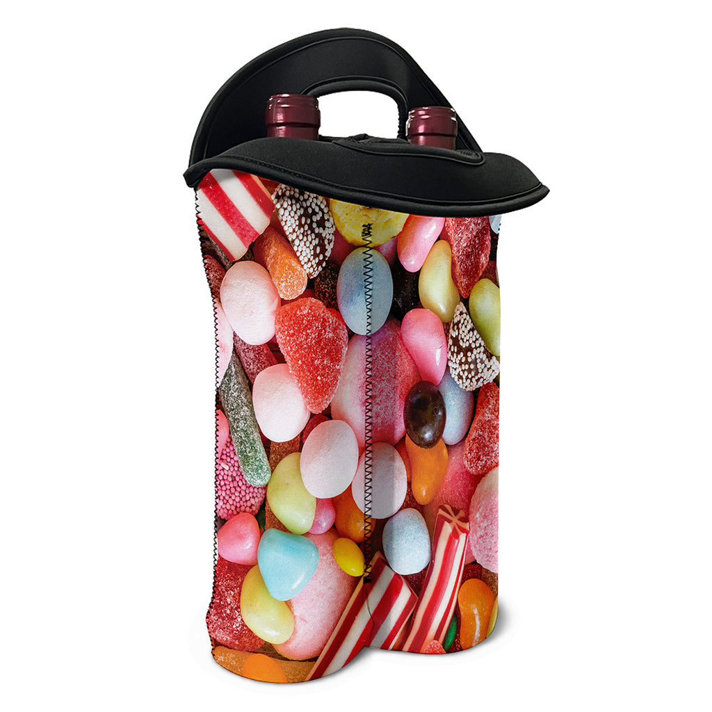 Colorful Candy And Jelly Print Double Neoprene Wine Tote