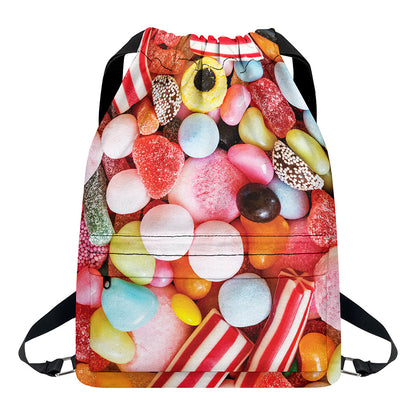 Colorful Candy And Jelly Print Drawstring Backpack