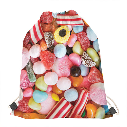 Colorful Candy And Jelly Print Drawstring Bag
