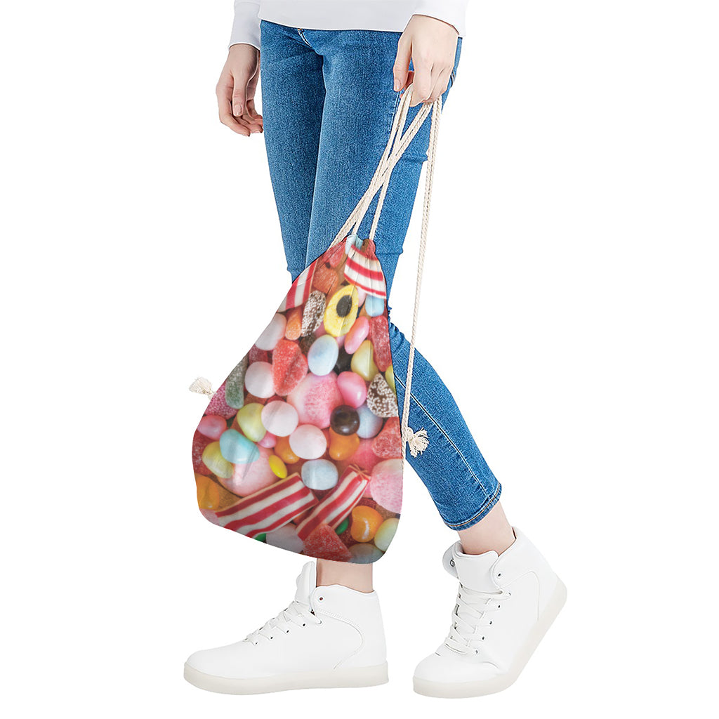Colorful Candy And Jelly Print Drawstring Bag
