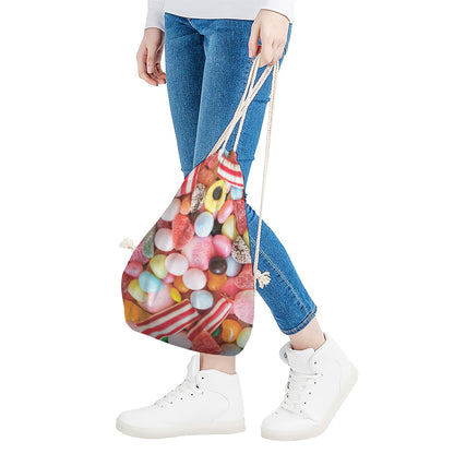 Colorful Candy And Jelly Print Drawstring Bag