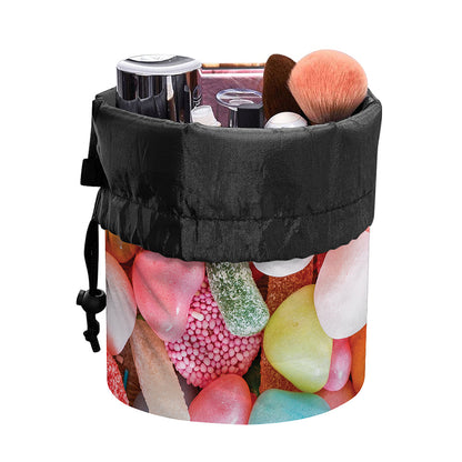 Colorful Candy And Jelly Print Drawstring Makeup Bag