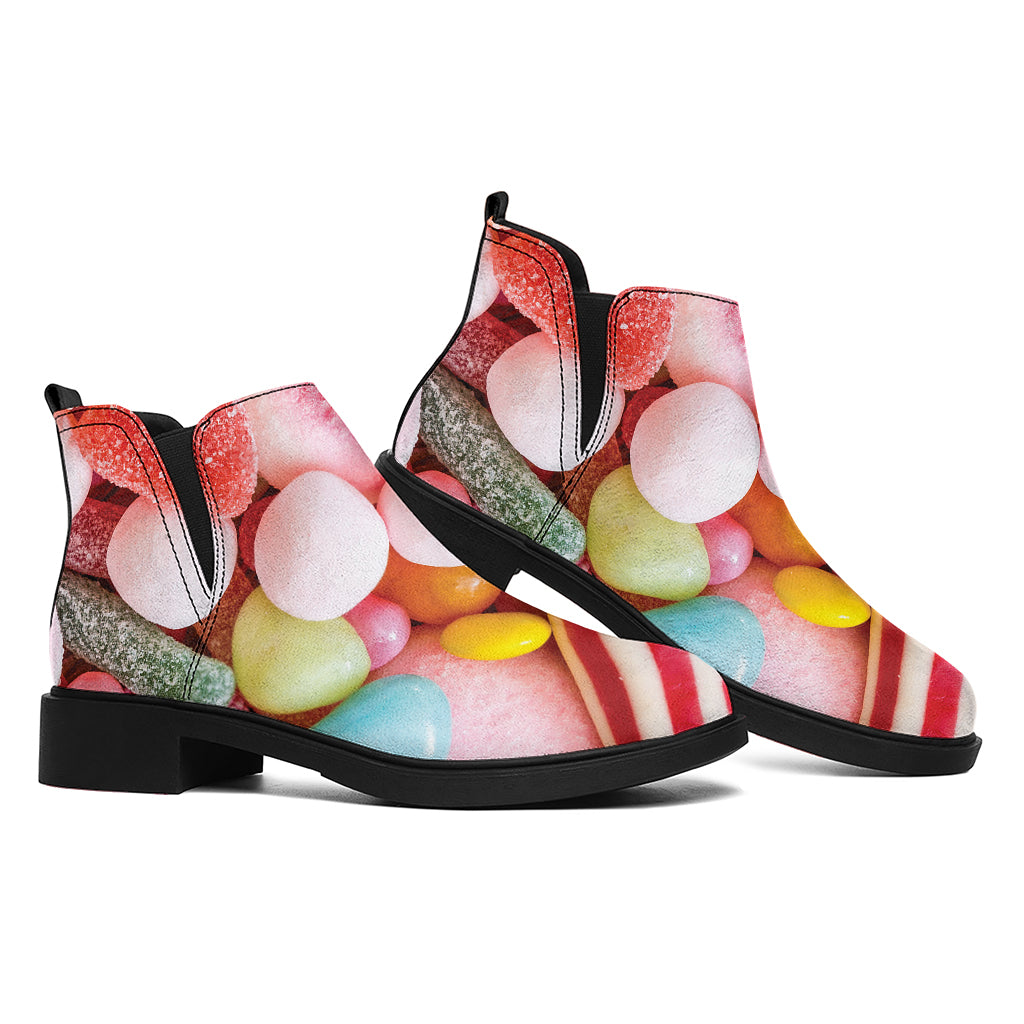 Colorful Candy And Jelly Print Flat Ankle Boots