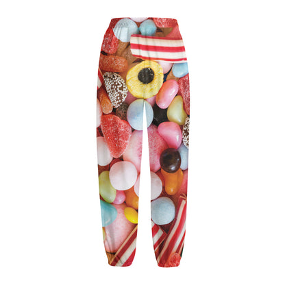 Colorful Candy And Jelly Print Fleece Lined Knit Pants
