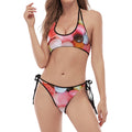 Colorful Candy And Jelly Print Halter Scoop Tie Side Bikini