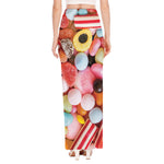 Colorful Candy And Jelly Print High Slit Maxi Skirt