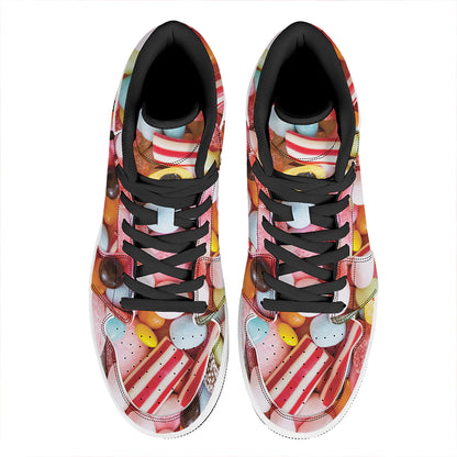 Colorful Candy And Jelly Print High Top Leather Sneakers