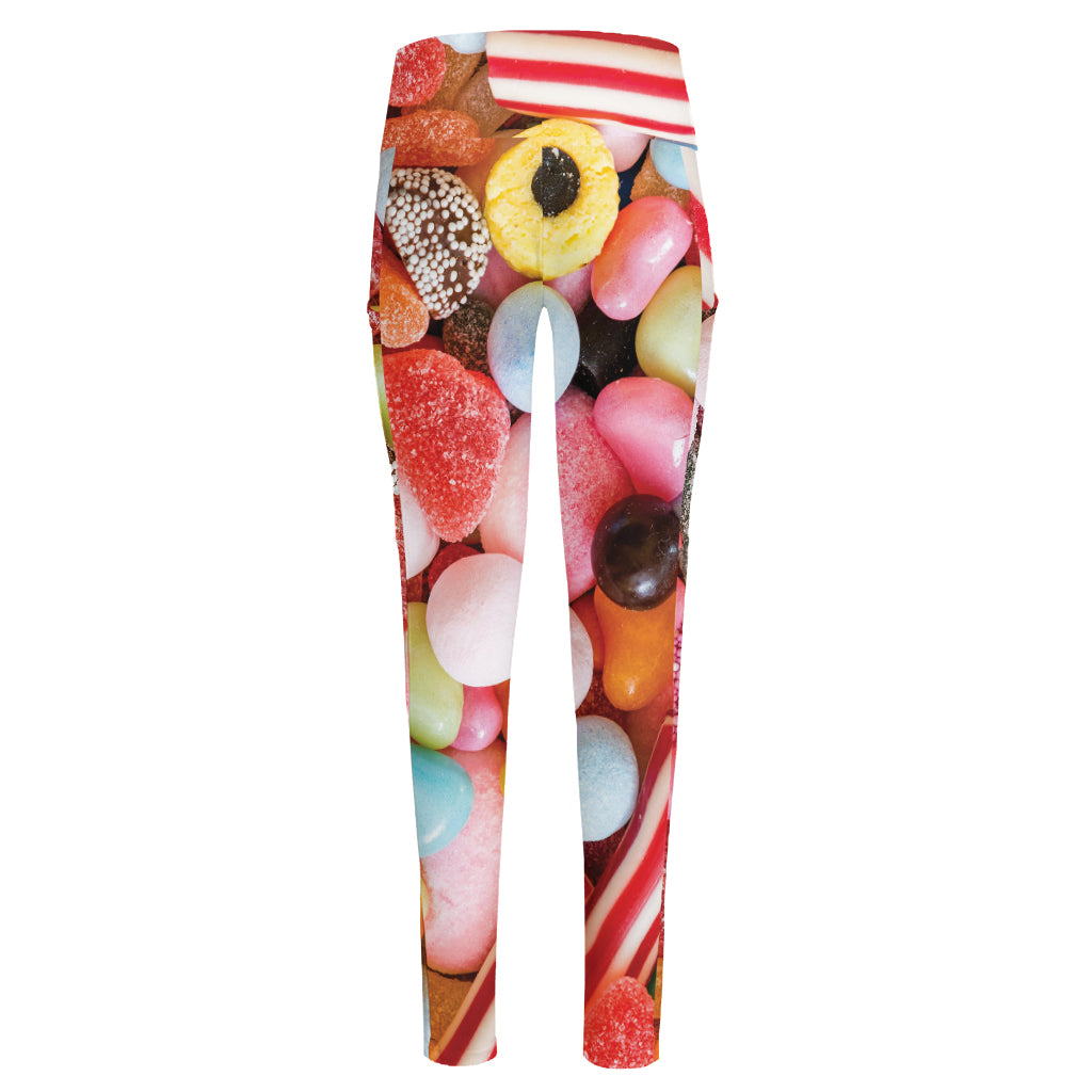 Colorful Candy And Jelly Print High-Waisted Pocket Leggings