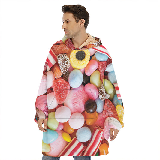 Colorful Candy And Jelly Print Hoodie Blanket